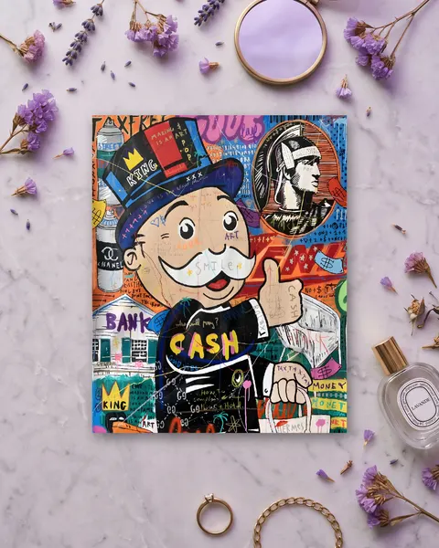 Cuadro de Monopoly Man Pop Art, en vinilo sobre madera