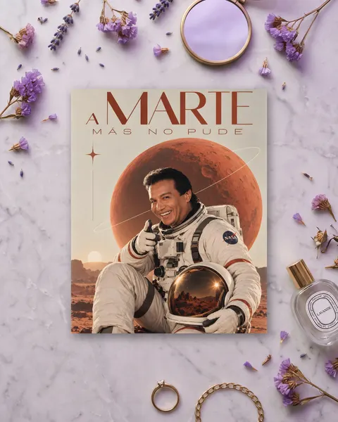 Cuadro de Astronauta en Marte, en vinilo sobre madera