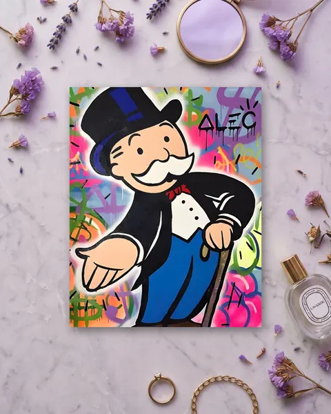 Cuadro de Monopoly Man Pop Art, en vinilo sobre madera