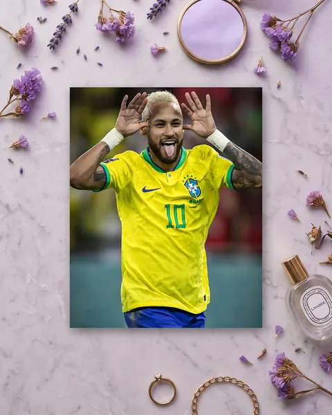 Cuadro de Jugador Brasil Celebración Número 10, en vinilo sobre madera