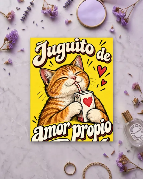 Cuadro de Juguito de Amor Propio, en vinilo sobre madera