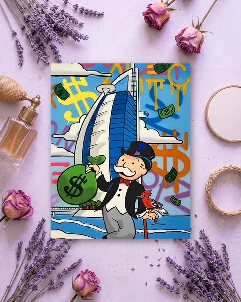 Cuadro de Monopoly Man Pop Art, en vinilo sobre madera